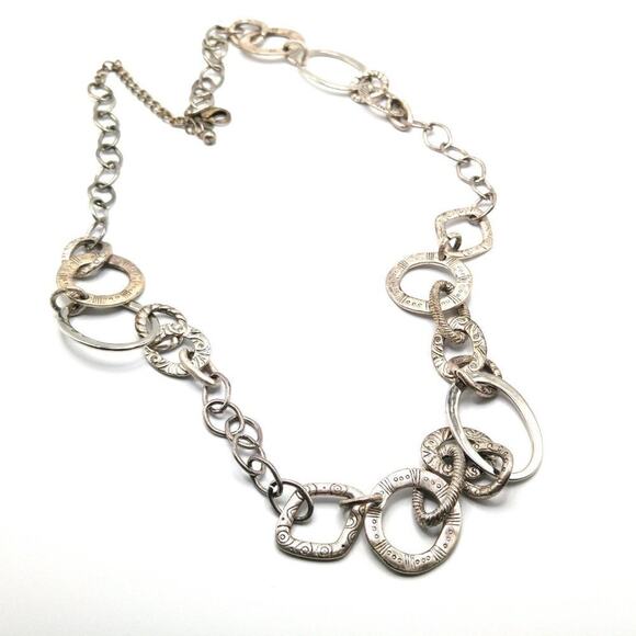 Chico's Rustic Silver Tone Circle Link Belt, Long Necklace, 40 Inches - Picture 8 of 8